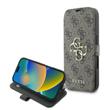 Guess GUBKP16M4GMGBR 4G Metal Logo könyvtok iPhone 16 Plus - barna tok és táska