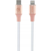 Guess GUCLLALRGDD Ebossed Logo Type-C-Lightning USB Kábel 3A 1.5 m-Rózsaszín (GUCLLALRGDP)