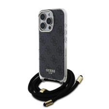 Guess Guess IML 4G nyomtatott vállpántos tok iPhone 16 Pro készülékhez fekete tok és táska