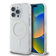 Guess Guess IML Glitter Ring MagSafe tok iPhone 16 Pro készülékhez átlátszó tok és táska