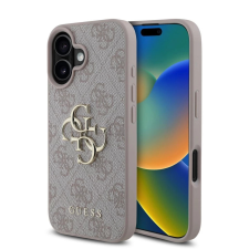 Guess Guess PU 4G Metal Logo tok iPhone 16 készülékhez rózsaszín tok és táska
