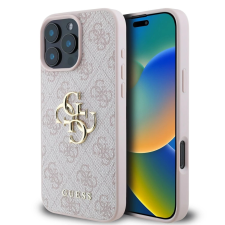 Guess Guess PU 4G Metal Logo tok iPhone 16 Pro Max készülékhez rózsaszín tok és táska