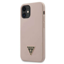 Guess GUHCP12SLSTMLP Silicone Metal Triangle Védőtok iPhone 12 Mini készülékhez, Világos rózsaszín tok és táska