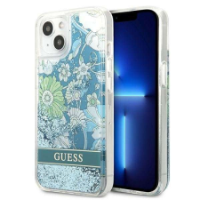 Guess GUHCP13MLFLSN iPhone 13 6.1 "zöld / zöld keménytok virág folyékony csillogás tok és táska