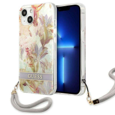 Guess GUHCP13SHFLSU iPhone 13 mini 5,4" lila virágos keménytok szíjjal tok és táska