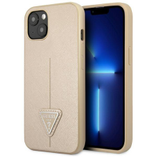 Guess GUHCP13SPSATLE iPhone 13 mini 5,4 &quot;bézs keménytok SaffianoTriangle Logó tok és táska