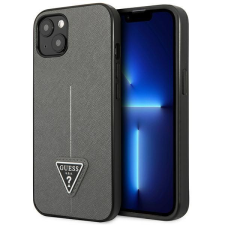 Guess GUHCP13SPSATLG iPhone 13 mini 5,4 &quot;ezüst keménytok SaffianoTriangle Logó tok és táska