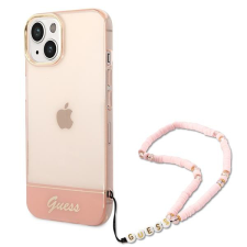 Guess GUHCP14MHGCOHP iPhone 14 Plus 6.7&quot; rózsaszín/rózsaszín keménytok áttetsző gyöngyház szíjjal tok és táska