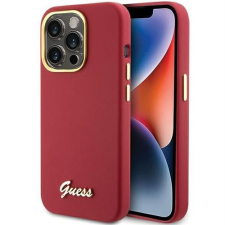 Guess GUHCP15LSMBSLM Silicone Script Metal Logo &amp; Frame tok iPhone 15 Pro - piros tok és táska
