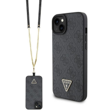 Guess GUHCP15SP4TDSCPK iPhone 15 6.1" fekete keménytok Crossbody 4G fém logó tok és táska