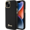 Guess GUHCP15SSMBSLK iPhone 15 6.1" fekete keménytok szilikon script fém logó és keret