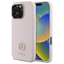 Guess GUHCP16LM4DGPP Silicone Logo Strass 4G keménytok iPhone 16 Pro - rózsaszín tok és táska