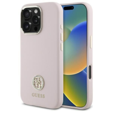 Guess GUHCP16LM4DGPP Silicone Logo Strass 4G keménytok iPhone 16 Pro - rózsaszín tok és táska
