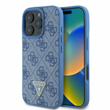 Guess GUHCP16LP4TDPB Leather 4G Triangle Strass keménytok iPhone 16 Pro - kék tok és táska