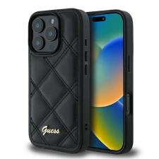 Guess GUHCP16LPSQSQSK Quilted Metal Logo keménytok iPhone 16 Pro - fekete tok és táska