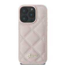 Guess GUHCP16SPSQSQSP Quiled Metal Logo keménytok iPhone 16 - rózsaszín tok és táska