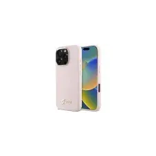 Guess GUHCP16XSMBSLP Silicone Script Metal Logo keménytok iPhone 16 Pro Max - rózsaszín tok és táska