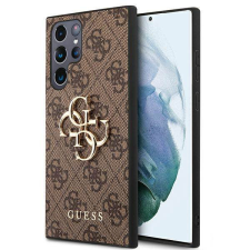 Guess GUHCS22L4GMGBR S908 S22 Ultra barna 4G nagy fém logós keménytok tok és táska