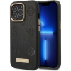 Guess GUHMP13LSAPSTK iPhone 13 Pro / 13 6,1" Fekete Peony Logo Plate Magsafe Keménytok (GUE002528)