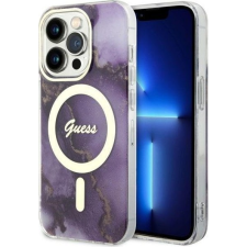 Guess GUHMP14LHTMRSU iPhone 14 Pro 6.1" Lila Keménytok Golden Marble Magsafe (GUHMP14LHTMRSU) tok és táska
