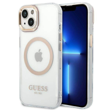 Guess GUHMP14MHTRMD iPhone 14 Plus 6,7" arany keménytok fémkontúrú Magsafe tok tok és táska