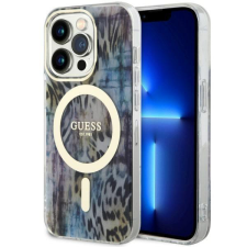Guess GUHMP14XHLEOPWWB iPhone 14 Pro Max 6.7" kék keménytok leopárdmintás MagSafe tok és táska
