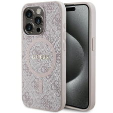 Guess GUHMP15LG4GFRP iPhone 15 Pro 6.1&quot; rózsaszín keménytok 4G Collection bőr fém logó MagSafe tok és táska