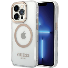 Guess GUHMP15SHTRMD Metal Outline MagSafe-kompatibilis tok iPhone 15 - arany színű tok és táska