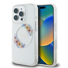 Guess GUHMP16LHFWFCT IML Flowers Wreath MagSafe keménytok iPhone 16 Pro - átlátszó tok és táska