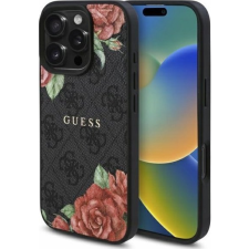 Guess GUHMP16LP4ROPEMCK 4G Flowers Print Magsafe-Kompatibilis Tok iPhone 16 Pro - Fekete (3666339350116) tok és táska