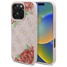 Guess GUHMP16LP4ROPEMCP 4G Flowers Print MagSafe-kompatibilis tok iPhone 16 Pro - rózsaszín tok és táska