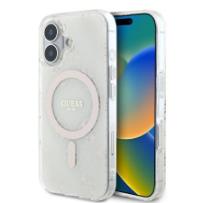 Guess GUHMP16SH4DTEH IML 4G Background MagSafe keménytok iPhone 16 - fehér tok és táska