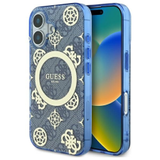 Guess GUHMP16SH4PYEEB IML Peony On 4G Background MagSafe keménytok iPhone 16 - kék tok és táska