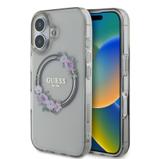 Guess GUHMP16SHFWFCK IML Flowers Wreath MagSafe keménytok iPhone 16 - átlátszó mintás tok és táska