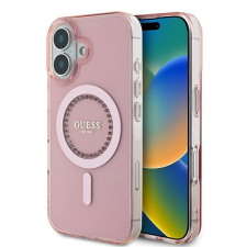 Guess GUHMP16SPFTDTEP IML Rhinestones MagSafe keménytok iPhone 16 - rózsaszín tok és táska