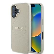 Guess GUHMP16SPGHSMME Grained Ring MagSafe keménytok iPhone 16 - bézs tok és táska
