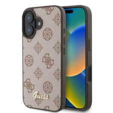 Guess GUHMP16SPGPYSW Peony Script MagSafe keménytok iPhone 16 - barna tok és táska