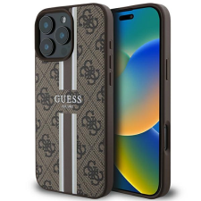 Guess GUHMP16XP4RPSW 4G Printed Stripes MagSafe keménytok iPhone 16 Pro Max - barna tok és táska