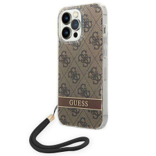 Guess GUOHCP14LH4STW iPhone 14 Pro 6,1" barna keménytok 4G Print Strap tok és táska