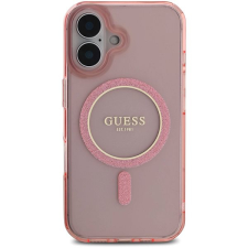 Guess IML Glitter Ring iPhone 16 rózsaszín MagSafe tok tok és táska