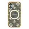 Guess IML Peony On 4G Background iPhone 16 Pro MagSafe kemény hátlap tok, barna GUHMP16LH4PYEEW