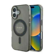 Guess IML Rhinestones MagSafe iPhone 16 Plus kemény hátlap tok, fekete GUHMP16MPFTDTEK tok és táska