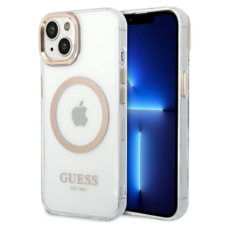 Guess iPhone 14 Plus Tok - Átlátszó/Arany (GUHMP14MHTRMD) mobiltelefon kellék