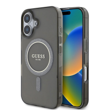 Guess IPhone 16 Plus tok - Guess IML Glitter Circle MagSafe (GUHMP16MHFGEREK) - Fekete tok és táska