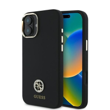 Guess IPhone 16 tok - Guess Silicone Logo Strass 4G (GUHCP16SM4DGPK) - fekete tok és táska