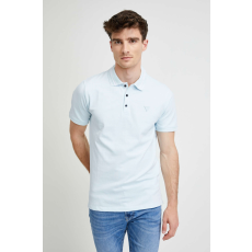 Guess JEANS, karcsúsított szabású piké póló háromszög alakú logóval, halványkék, XL