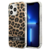 Guess Leopard Electro Stripe Apple iPhone 13 Pro Szilikon Tok - Barna