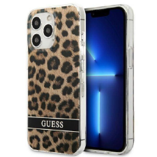 Guess Leopard Electro Stripe Apple iPhone 13 Pro Szilikon Tok - Barna tok és táska