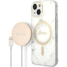 Guess Marble MagSafe Apple iPhone 14 Plus hátlap tok, fehér + MagSafe töltő (GUE002573) tok és táska