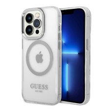 Guess Metal Outline Magsafe Apple iPhone 14 Pro Max hátlap tok, ezüst tok és táska